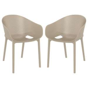 Shipley Outdoor Taupe Stacking Armchairs In Pair - UK