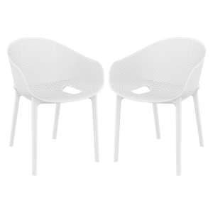 Shipley Outdoor White Stacking Armchairs In Pair - UK