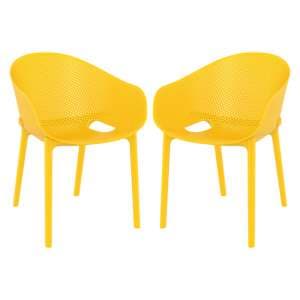 Shipley Outdoor Yellow Stacking Armchairs In Pair - UK