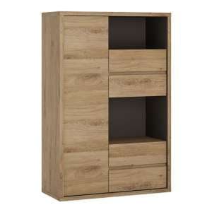 Sholka Wooden 1 Door 4 Drawers Display Cabinet In Oak - UK