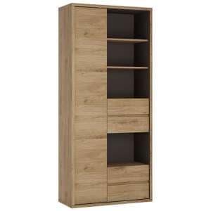 Sholka Tall Wide Wooden 1 Door 4 Drawers Bookcase In Oak
