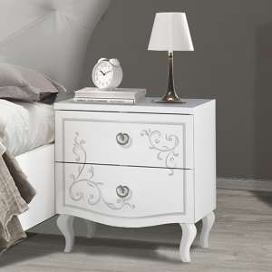 Sialkot White Wooden Bedside Cabinets In Pair - UK