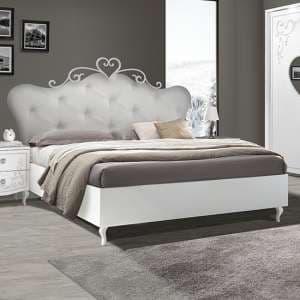 Sialkot Wooden King Size Bed In White - UK