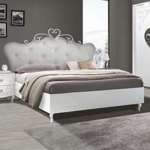 Sialkot Wooden Super King Size Bed In White