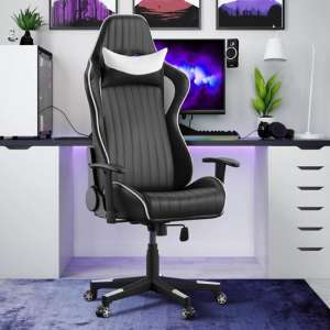 Siena Faux Leather Recliner Gaming Chair In Black And White