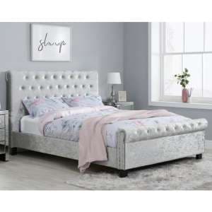 Sienna Fabric King Size Bed In Steel Crushed Velvet