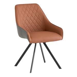 Sierra Faux Leather Dining Chair Swivel In Amber - UK