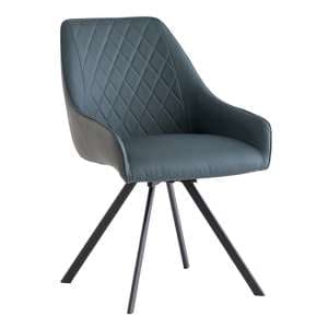 Sierra Faux Leather Dining Chair Swivel In Blue - UK