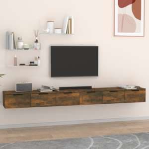 Sierra Wall Hung Wooden TV Stand With 6 Drawers In Smoked Oak - UK