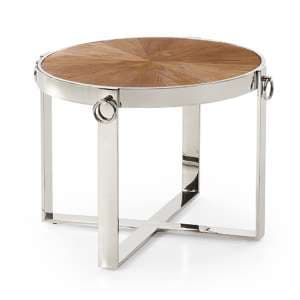 Silas End Table Round In Ash Veneer With Polished Frame