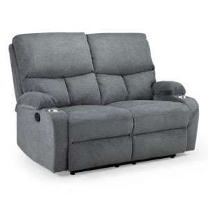 Silas Soft Fabric Recliner 2 Seater Sofa In Grey