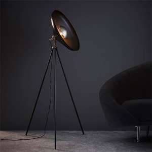 Silvis Coned Floor Lamp In Matt Black With Matt Nickel Details - UK