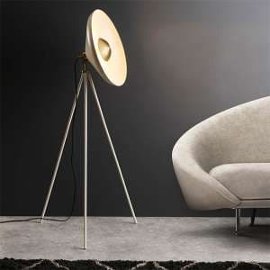 Silvis Coned Floor Lamp In Warm White With Brass Details - UK