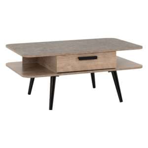 Sineu Wooden Coffee Table With 1 Drawer In Mid Oak
