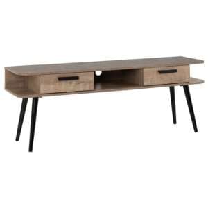 Sineu Wooden TV Stand With 2 Drawers In Mid Oak - UK