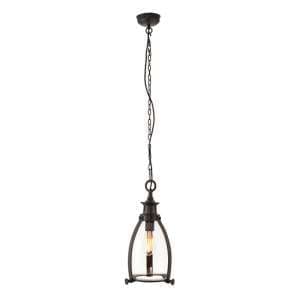 Singa Large Clear Glass Ceiling Pendant Light In Aged Bronze - UK