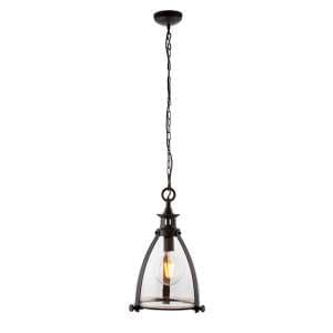 Singa Small Clear Glass Ceiling Pendant Light In Aged Bronze - UK