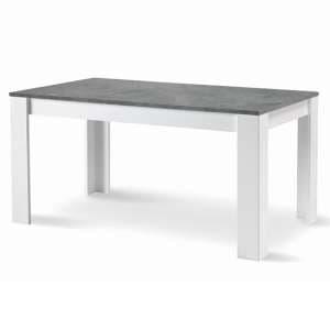 Sion Dining Table 160cm In Matt White And Concrete Effect