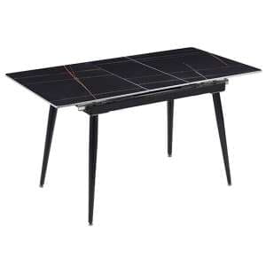 Sion Extending Sintered Ceramic Stone Dining Table In Black - UK