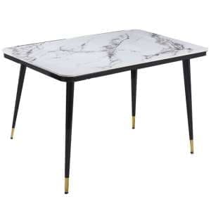 Sion Sintered Ceramic Stone Dining Table In White - UK