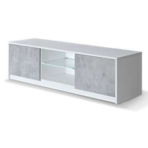 Sion TV Stand 2 Doors In White And Concrete Effect With LED