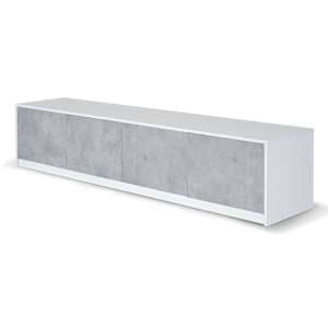 Sion TV Stand 4 Doors In Matt White And Concrete Effect