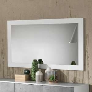 Sion Wall Mirror Rectangular Small In Matt White Wooden Frame - UK