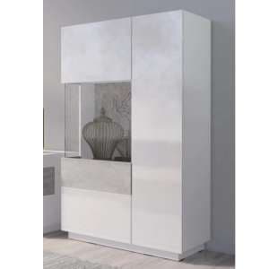 Sioux Gloss Display Cabinet Left 2 Doors In White Concrete LED