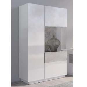 Sioux Gloss Display Cabinet Right 2 Doors In White Concrete LED