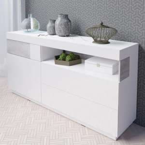 Sioux High Gloss Sideboard 1 Door 3 Drawers In White Concrete