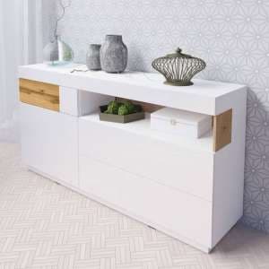 Sioux High Gloss Sideboard 1 Door 3 Drawers In White And Oak