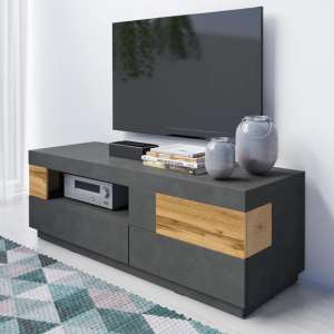 Sioux Wooden TV Stand With 1 Door 2 Drawers In Matera And Oak - UK