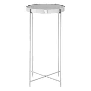 Sirius Mirrored Side Table Tall In Grey And Metal Frame