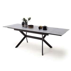 Siros Extending Glass Dining Table In Concrete Effect