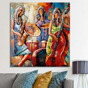 Sisters of Jazz Picture Metal Wall Art In Multicolor And Red - UK