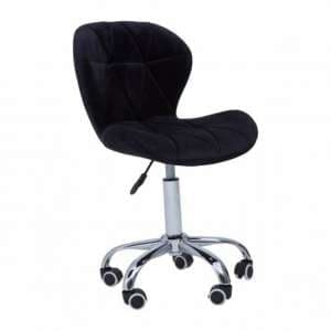 Sitoca Velvet Home And Office Chair In Black With Swivel Base - UK