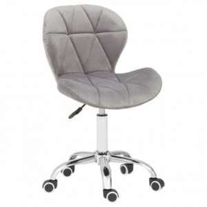 Sitoca Velvet Home And Office Chair In Grey With Swivel Base