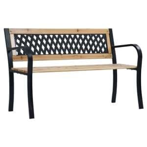 Siya 120cm Wooden Garden Bench With Steel Frame In Black - UK