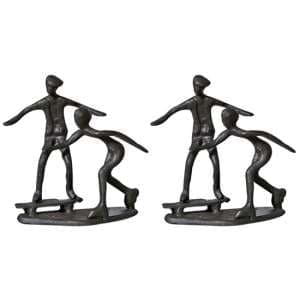 Skating Iron Set Of 2 Design Sculpture In Burnished Bronze