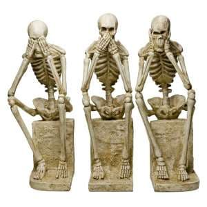 Skeleton Statues Mimicking Three Wise Monkeys Resin Sculpture