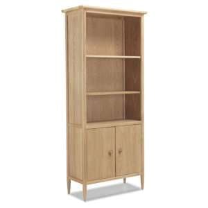 Skier Wooden Large Bookcase In Light Solid Oak With 2 Doors