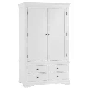 Skokie Wooden 2 Doors And 4 Drawers Wardrobe In Classic White - UK
