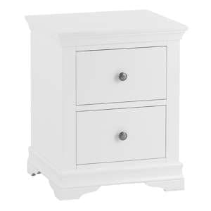 Skokie Large Wooden 2 Drawers Bedside Cabinet In Classic White - UK