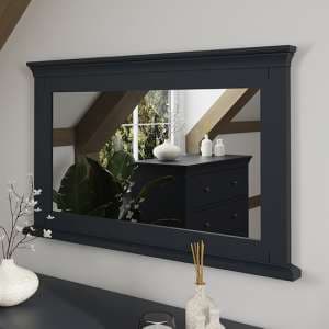 Skokie Wooden Wall Mirror In Midnight Grey - UK