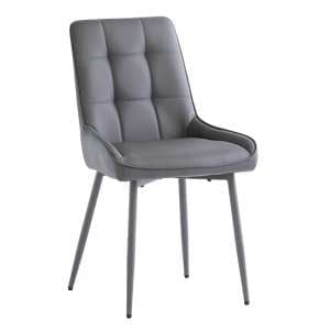Skye Faux Leather Dining Chair In Grey With Grey Legs - UK