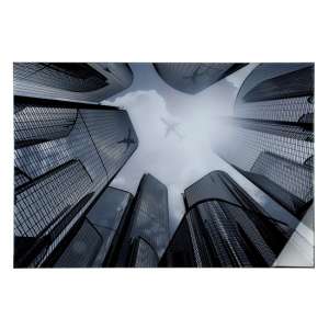 Skyline Picture Acrylic Wall Art In Black And Grey - UK