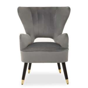 Sloane Velvet Upholstered Armchair In Grey - UK