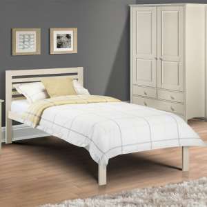 Sagen Wooden Single Bed In Stone White