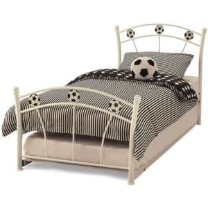 Soccer Metal Single Bed With Guest Bed In White