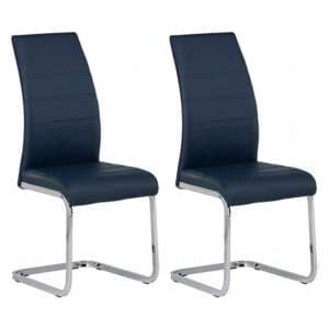 Sako Blue Faux Leather Dining Chair In A Pair - UK